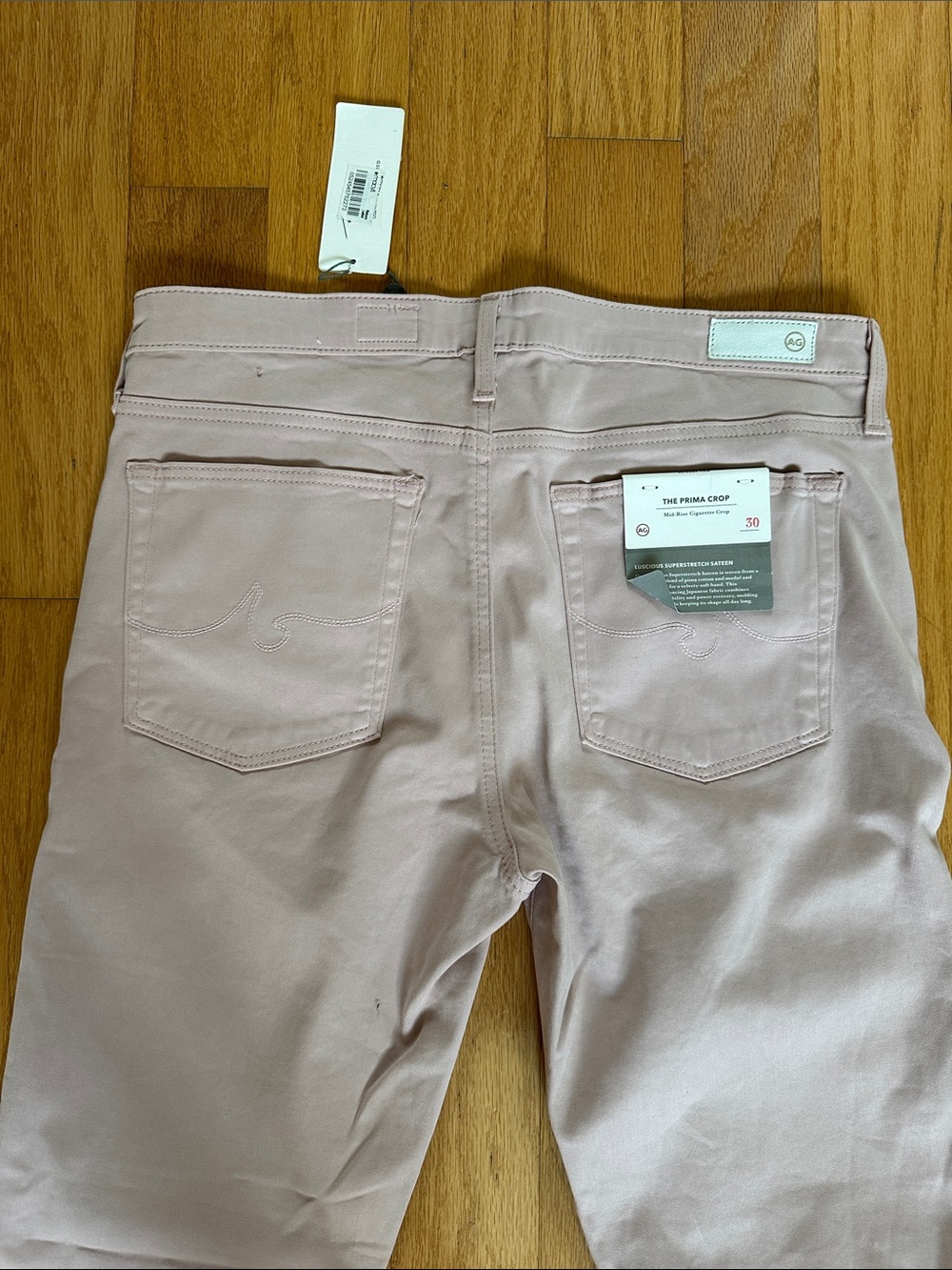 Ag Adriano Goldschmied Cropped Pants in Light Blush Pink